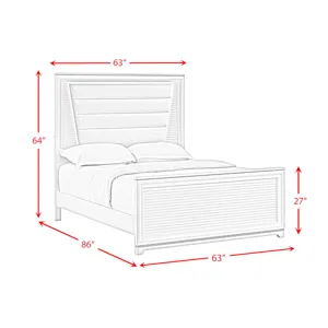 Denmark Queen UPH Bed with Lights in White