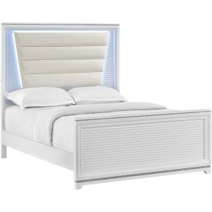 Denmark Full UPH Bed with Lights in White