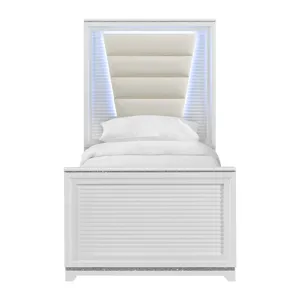 Denmark Twin UPH Bed with Lights in White