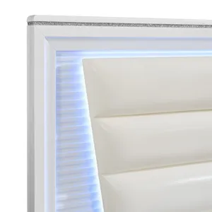 Denmark Full UPH Bed with Lights in White