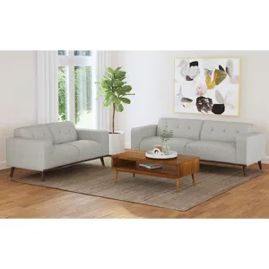 Destiny Sofa with Wood Front in Palmer Smoke