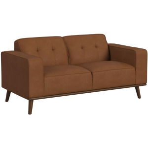 Destiny Loveseat with Wood Front in Pebble Tan