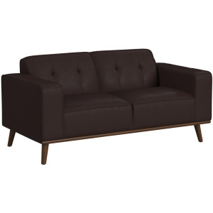 Destiny Loveseat with Wood Front in Pebble Brown