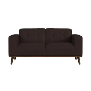 Destiny Loveseat with Wood Front in Pebble Brown