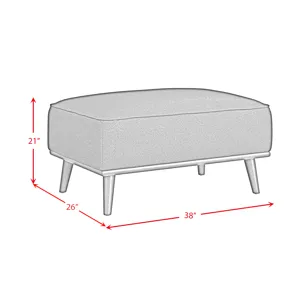 Destiny Ottoman with Wood Base in Pebble Brown