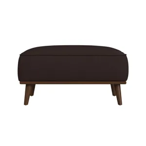 Destiny Ottoman with Wood Base in Pebble Brown