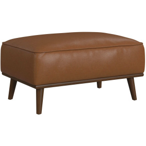 Destiny Ottoman with Wood Base in Pebble Tan