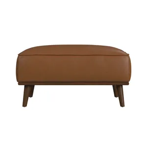 Destiny Ottoman with Wood Base in Pebble Tan