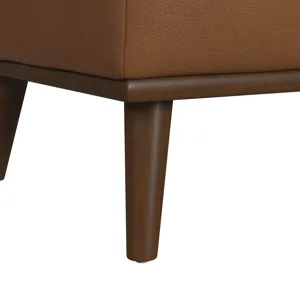 Destiny Ottoman with Wood Base in Pebble Tan