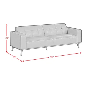 Destiny Sofa with Wood Front in Pebble Tan