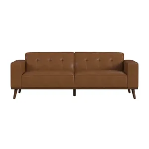 Destiny Sofa with Wood Front in Pebble Tan