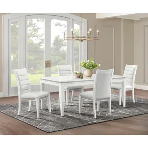 Diedra Rectangular Dining Table with 18\" Leaf in White