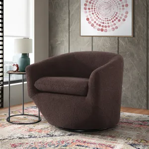 Dior Swivel Chair in Feather Chocolate