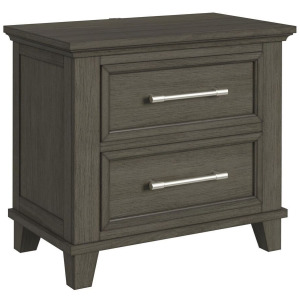 Canterbury 2-Drawer Nightstand with USB in Grey