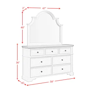 Eastwood Youth Dresser and Mirror Set in Brown and Off-White