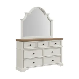 Eastwood Youth Dresser and Mirror Set in Brown and Off-White