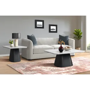 Edison End Table in White and Black