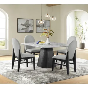 Edison Square Dining Table in White and Black