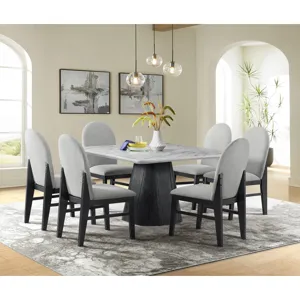 Edison Square Dining Table in White and Black