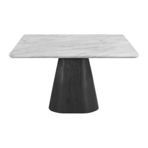 Edison Square Dining Table in White and Black