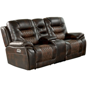 El Camino Power Motion Loveseat with Power Headrest, Console in Marietta Brown