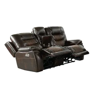 El Camino Power Motion Loveseat with Power Headrest, Console in Marietta Brown
