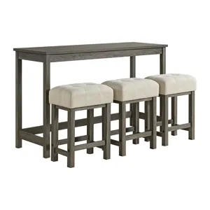 Eleanor Bar Table Single Pack (1 Tables + 3 Stools) in Mocha Grey