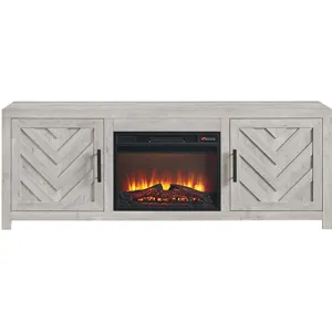 Eleanor KIT - 71" TV Console with Fireplace Insert in White