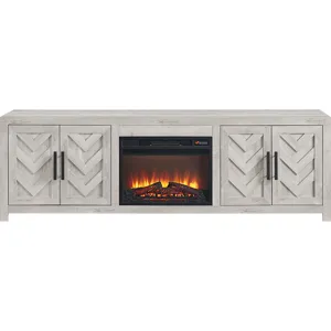 Eleanor KIT - 82" TV Console with Fireplace Insert in White