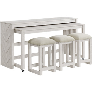 Eleanor Nesting Bar Table Single Pack (2 Tables + 3 Stools) in White