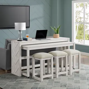 Eleanor Nesting Bar Table Single Pack (2 Tables + 3 Stools) in White