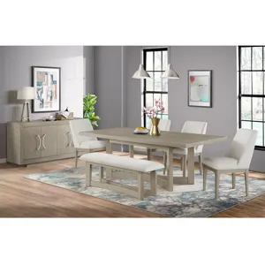 Elma Rectangular Dining Table with 18\" Leaf in Almond