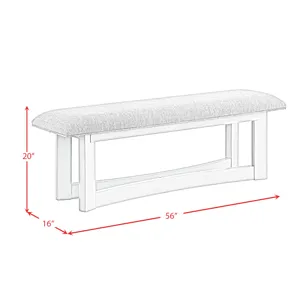 Elma Dining Bench with Blue Fabric in Almond