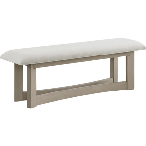 Elma Dining Bench with White Fabric in Almond
