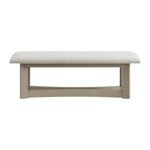 Elma Dining Bench with White Fabric in Almond
