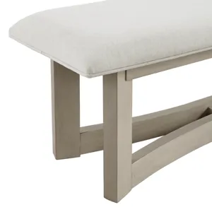 Elma Dining Bench with White Fabric in Almond