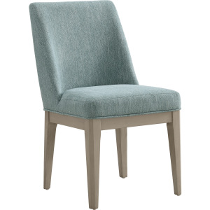 Elma Dining Side Chair with Blue Fabric in Almond