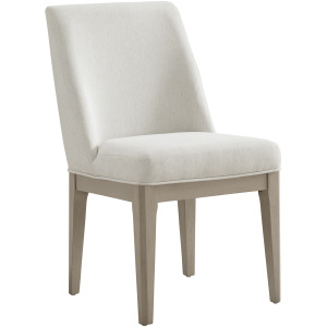 Elma Dining Side Chair with White Fabric in Almond