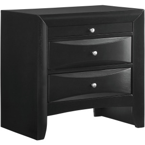 Emily 3-Drawer Nightstand in Black