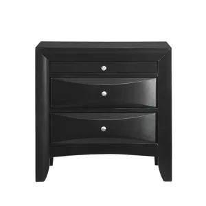 Emily 3-Drawer Nightstand in Black
