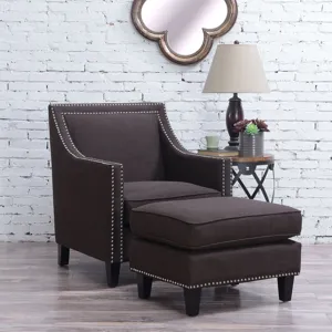 Erica 497 Ottoman W/Chrome Nail Heirloom Charcoal (ISTA 3)