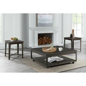 Factory End Table w/Power Box USB Grey