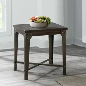 Factory End Table w/Power Box USB Grey