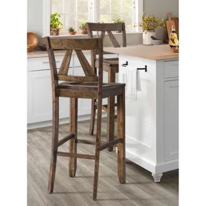 Finn 30\" Bar Slat Back Stool w/Wood Seat (3A Packing) (2 Per Carton)