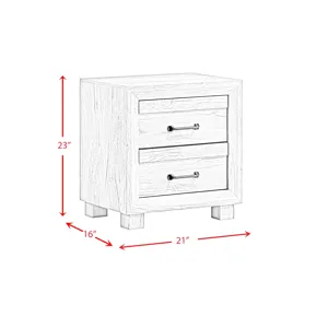 Fort Worth 2-Drawer Nightstand with USB in White