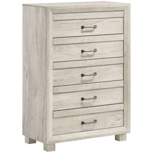 Fort Worth 5-Drawer Chest in White (Sturdy Act)