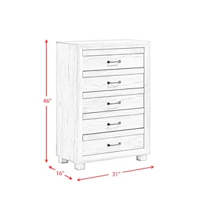 Fort Worth 5-Drawer Chest in White (Sturdy Act)