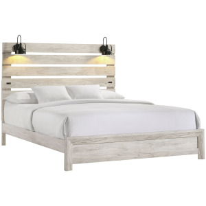 Fort Worth King Bed with Lights & USB in White