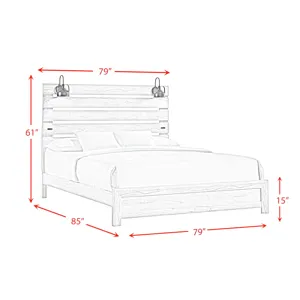 Fort Worth King Bed with Lights & USB in White