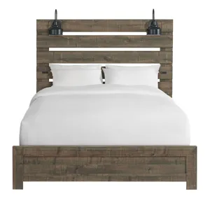 Fort Worth Full Bed with Lights & USB in Brown